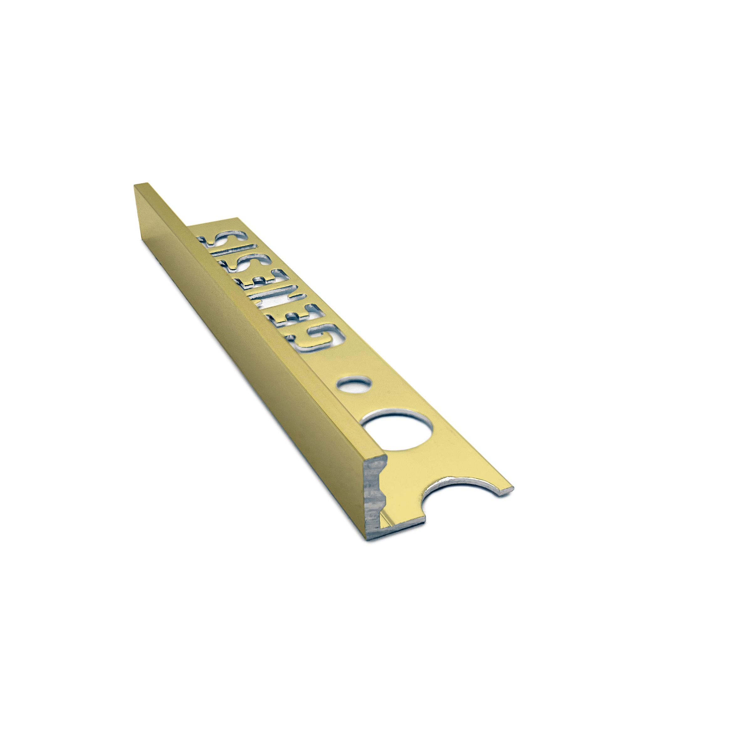 Genesis - Aluminium Straight Edge Tile Trim - BRIGHT BRASS