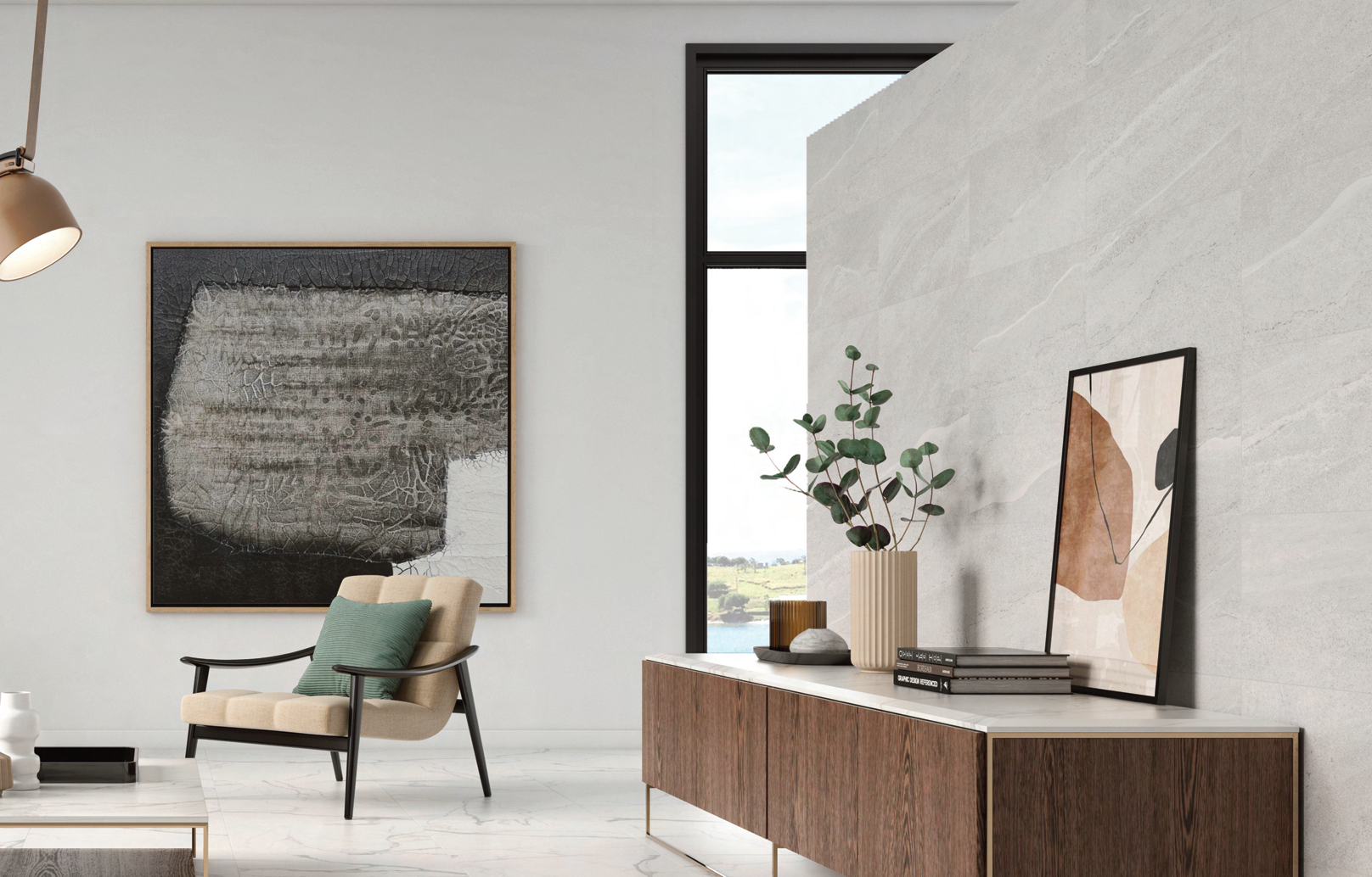 Melia Perla Grey Stone Porcelain Floor and Wall Tile 304x608mm