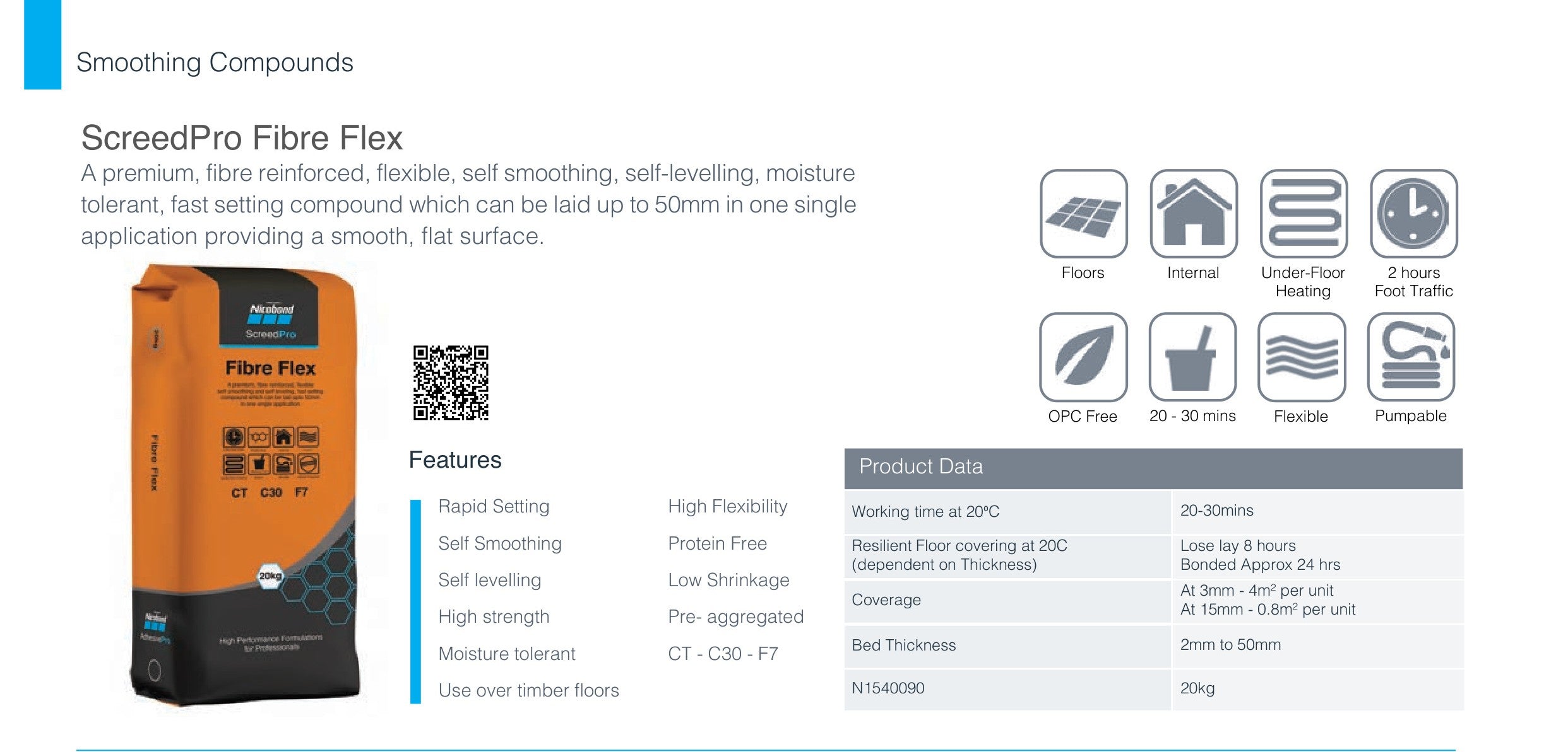 NICOBOND SCREEDPRO FIBREFLEX POWDER 20KG
