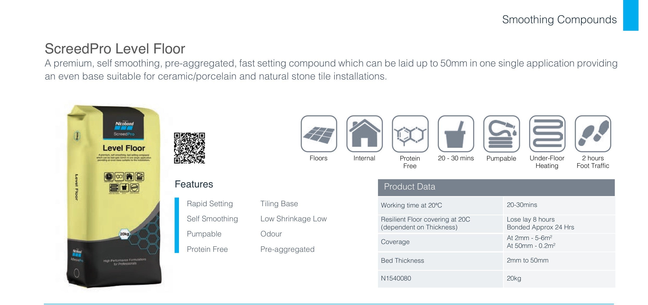 NICOBOND SCREEDPRO LEVEL FLOOR 20KG