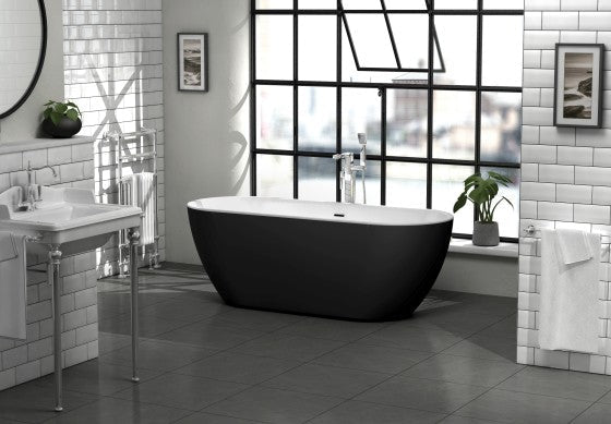 Arlington Matt Black Bath Including Waste - FMV TILES & BATHROOMS