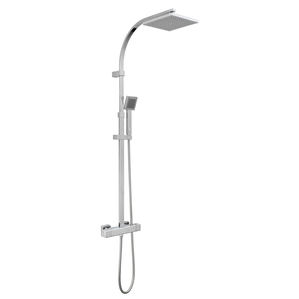 Cube Thermostatic Shower Bar Mixer and Fixed Head with Riser Rail Kit - FMV TILES & BATHROOMS