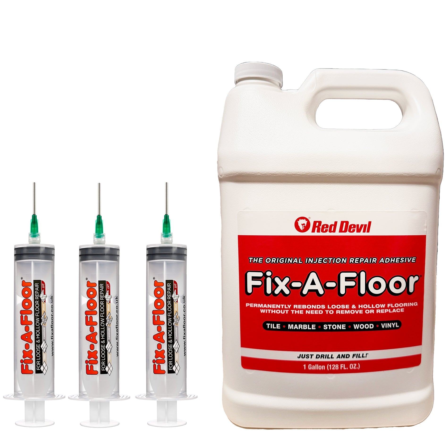 FIX-A-FLOOR 3.8L - Bonding Adhesive for Loose and Hollow Tiles 3.8L, with 3 syringe - FMV TILES & BATHROOMS