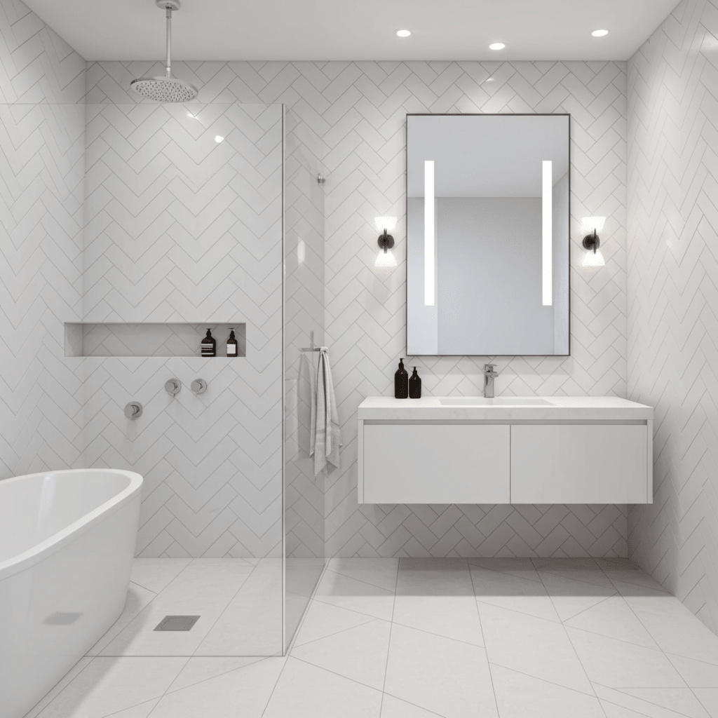 Flat Metro Tile, Gloss White Ceramic Wall Tile 200x100mm - FMV TILES & BATHROOMS