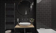 Flat Metro Tiles, Gloss Black Ceramic Wall Tile 200x100mm - FMV TILES & BATHROOMS