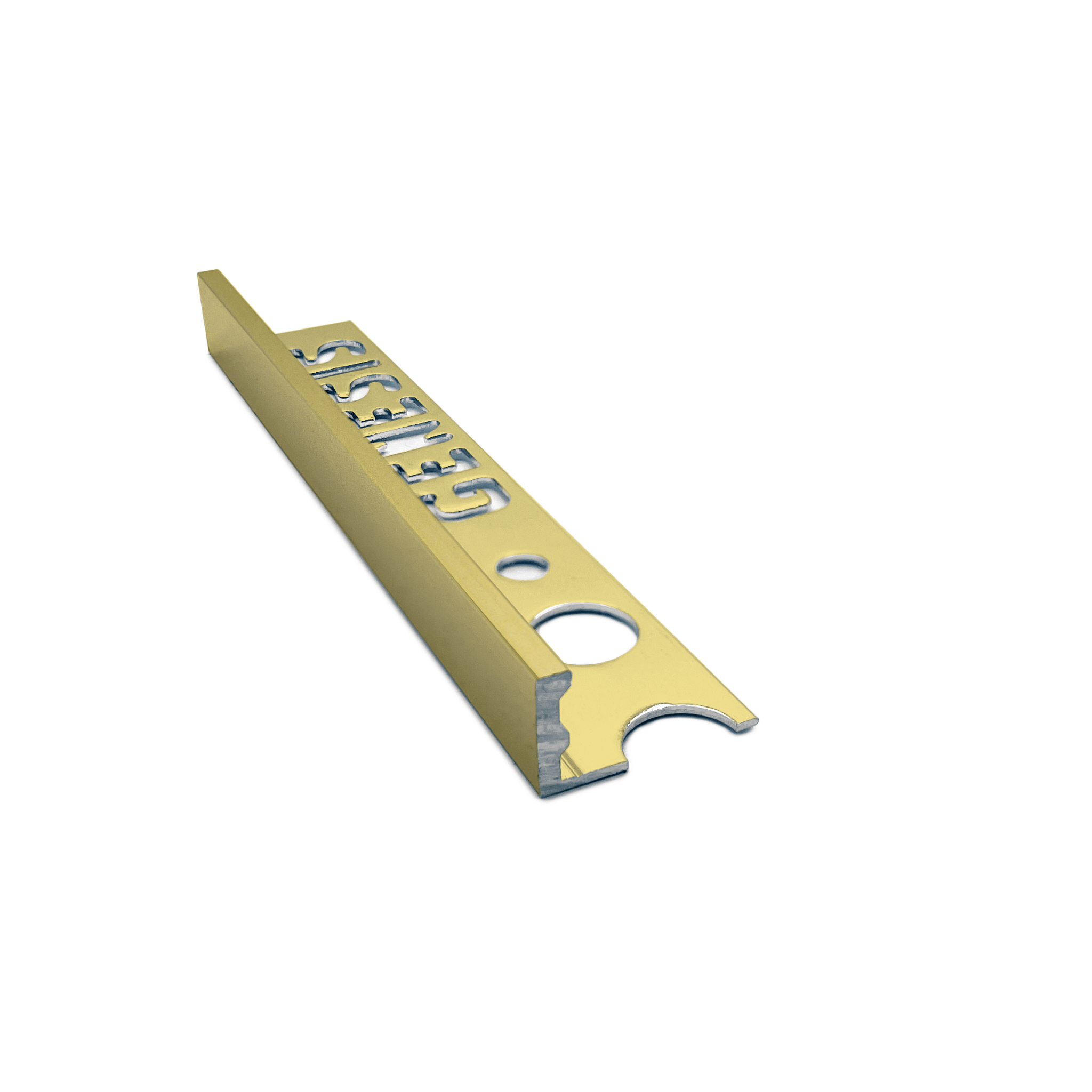 Genesis - Aluminium Straight Edge Tile Trim - BRIGHT BRASS - FMV TILES & BATHROOMS