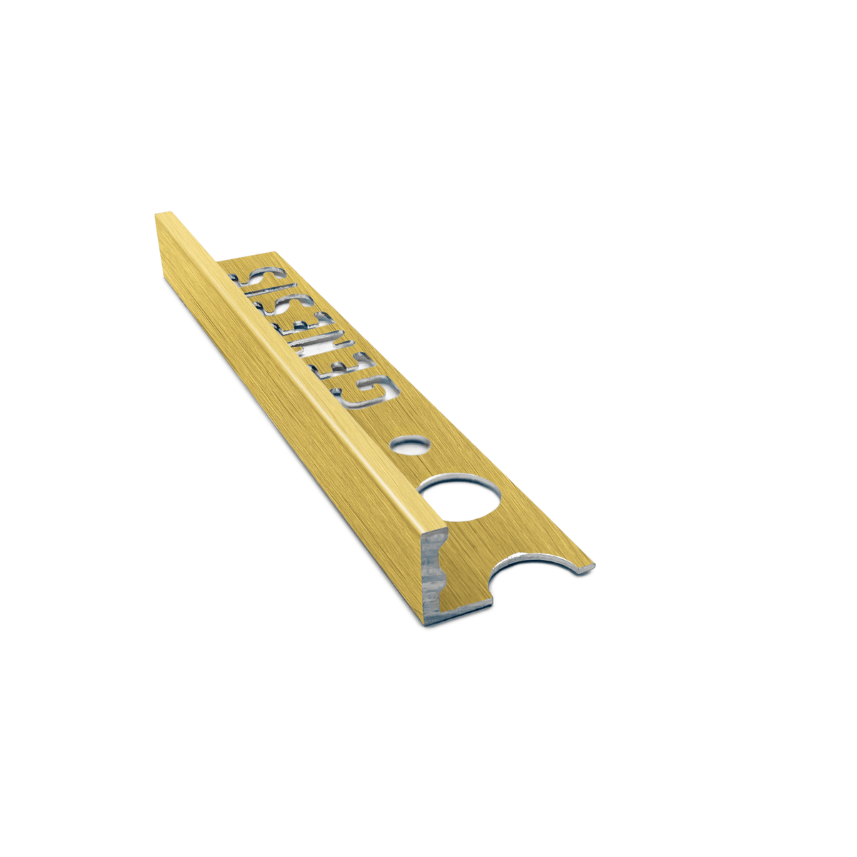 Genesis - Aluminium Straight Edge Tile Trim - BRUSHED BRASS - FMV TILES & BATHROOMS