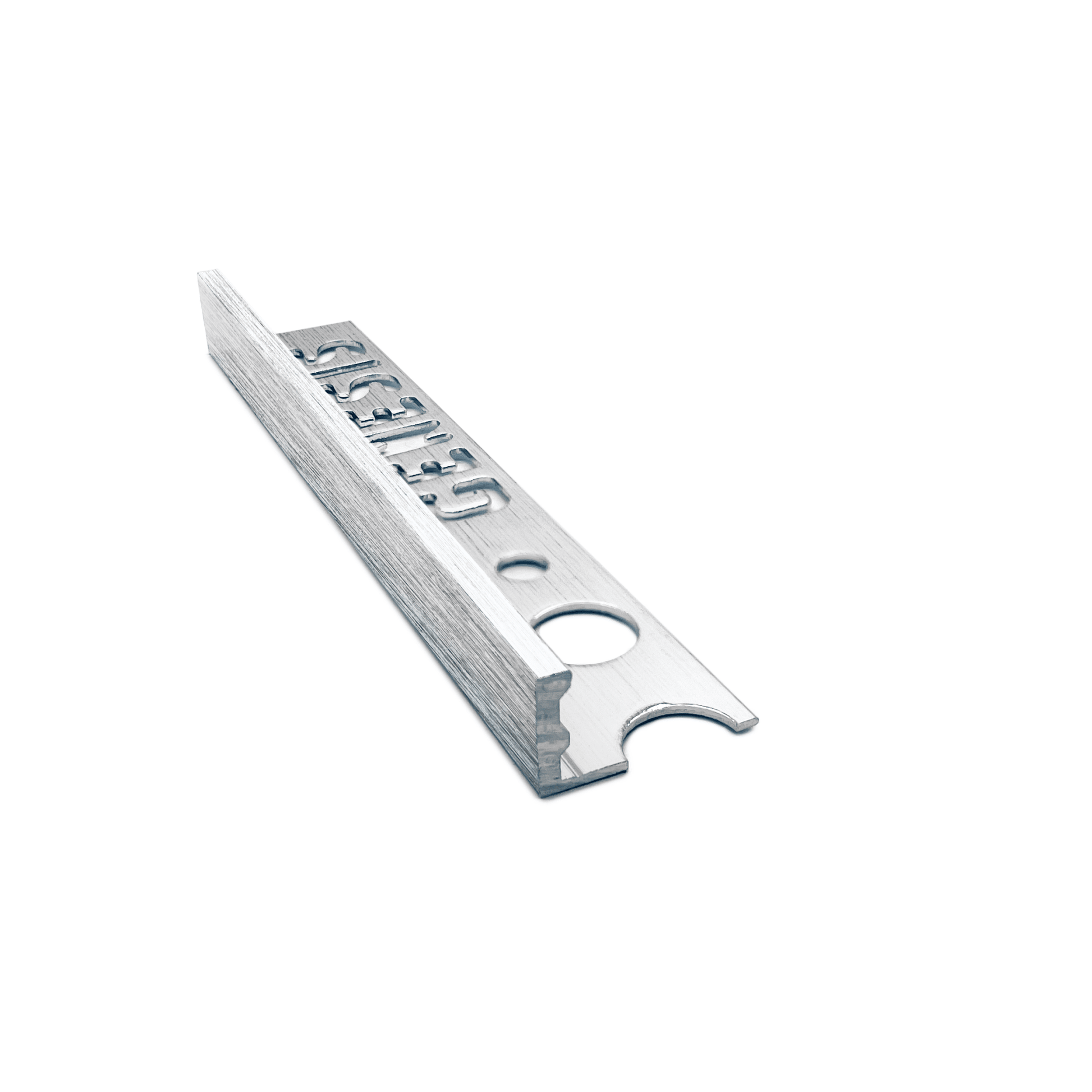 Genesis - Aluminium Straight Edge Tile Trim - BRUSHED BRIGHT SILVER - FMV TILES & BATHROOMS
