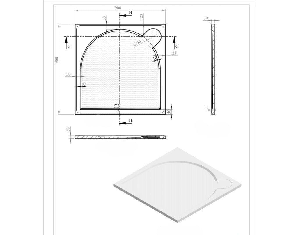 Illusion Low Profile Shower Trays Square / Rectangular / Quadrant - FMV TILES & BATHROOMS