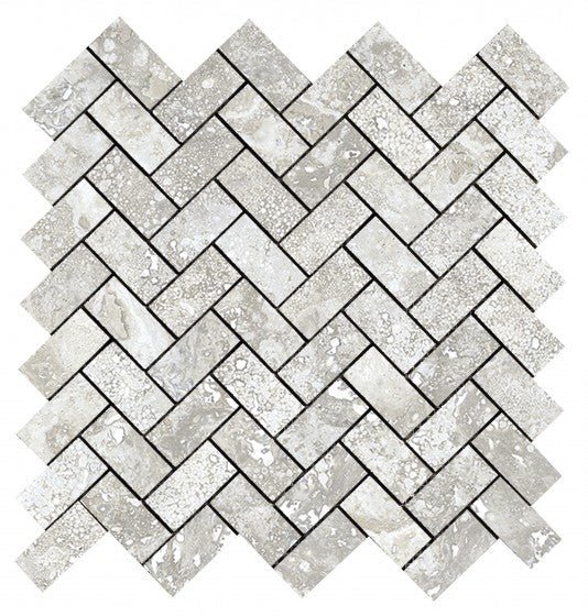 Imperial Alabastrino Herringbone Mosaic Porcelain Floor and Wall Tile 305x305mm - FMV TILES & BATHROOMS