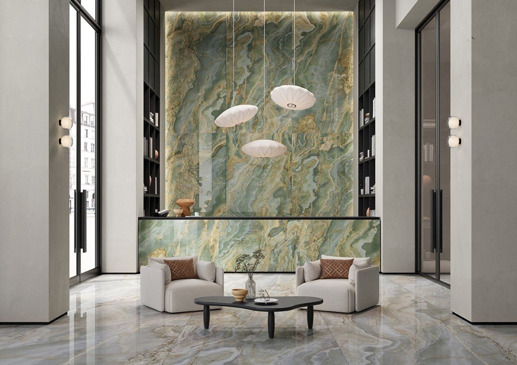 Lavish GG9 Onyx Green and Gold Porcelain Floor and Wall Tile 600x1200x10mm - FMV TILES & BATHROOMS