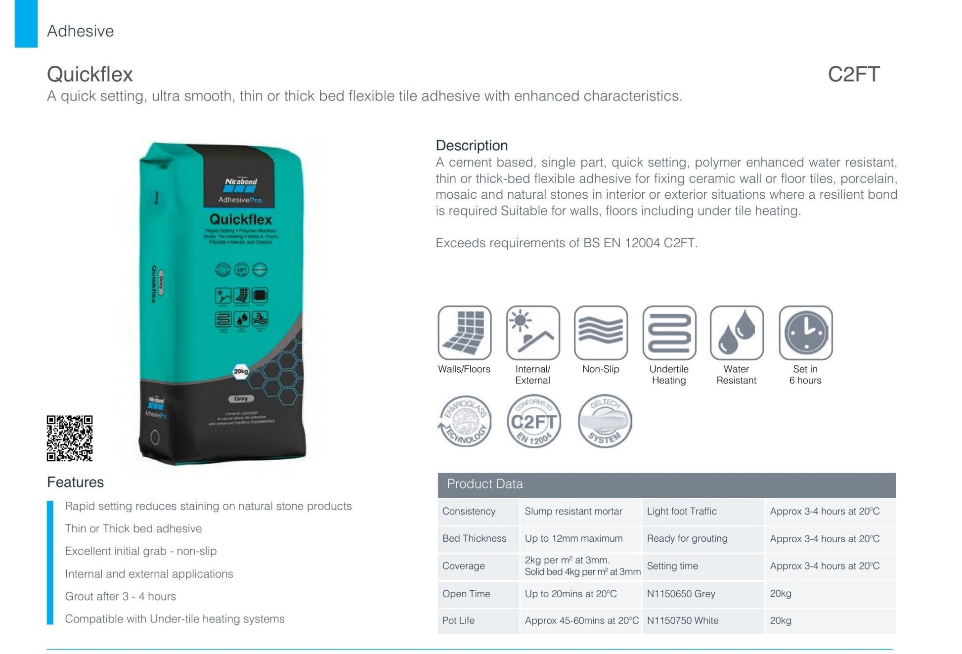 NICOBOND QUICKFLEX ADHESIVE 20KG - Pallet Deal - FMV TILES & BATHROOMS