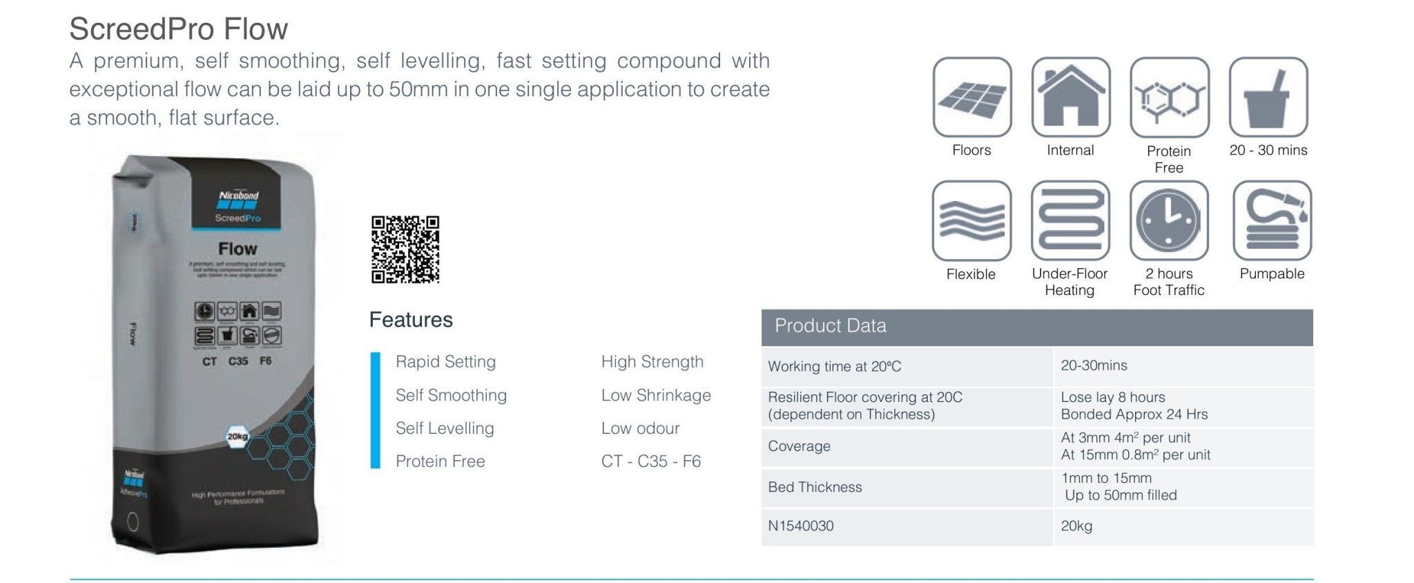 NICOBOND SCREEDPRO FLOW POWDER 20KG - FMV TILES & BATHROOMS