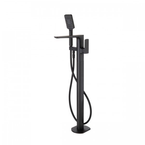Noir Matt Black D Series Floor Standing Bath Shower Mixer with Shower Kit - FMV TILES & BATHROOMS