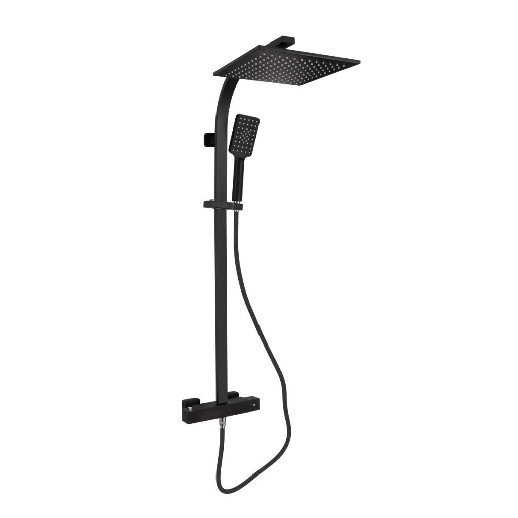 Noir Matt Black V Series Cool Touch Thermostatic Shower Mixer, Square Head - FMV TILES & BATHROOMS